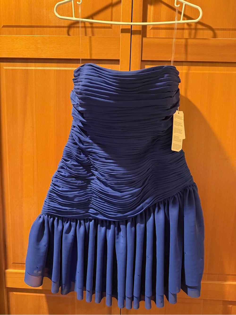 Strapless Ruched Cocktail Dress in Cobalt Blue